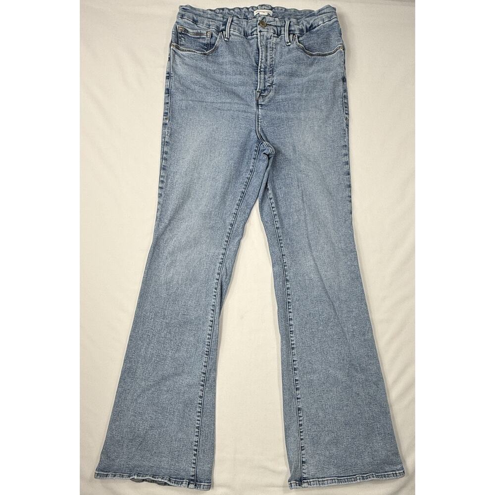 Good American HIgh-Rise Flare Hem Jeans good classic bootcut light wash Sz 16 - Picture 2 of 10